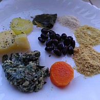 Legumes ao vapor com feijão e esparregado