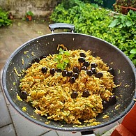 Legumes cozidos com couve e feijão salteados e bróculos