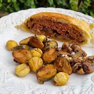 Feijão azuki com espargos, Kale com cenoura e batata doce no forno