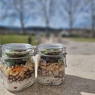 Feijão de soja preto com pimentos Padrón