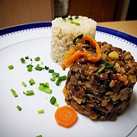 Creme de abóbora, lentilhas, cereais e gengibre